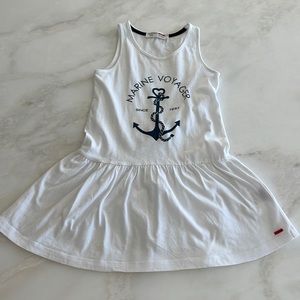 NWOT Castro Girls Nautical White Cotton Tank Dress-Size 6/8